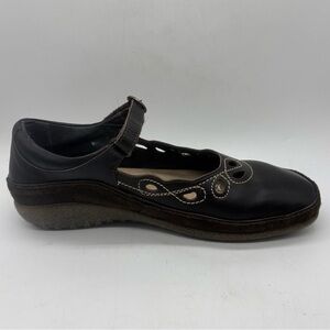 Naot Rahina Black Mary Janes Shoes Cutouts Hook & Loop Comfort Sz 7-7.5 EU 38